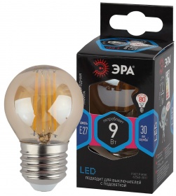 Лампа светодиодная Эра E27 9W 4000K F-LED P45-9W-840-E27 gold Б0047031