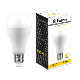 Лампа светодиодная Feron E27 30W 2700K груша матовая LB-130 38194