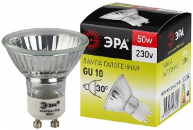 Лампа галогенная Эра GU10 50W 3000K GU10-JCDR (MR16) -50W-230V C0027386