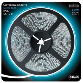 Светодиодная влагозащищенная лента Gauss 4,8W/m 60LED/m 2835SMD синий 5M 311000505