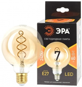 Лампа светодиодная Эра E27 7W 2400K F-LED G95-7W-824-E27 spiral gold Б0047663