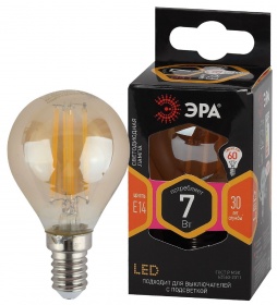 Лампа светодиодная Эра E14 7W 2700K F-LED P45-7W-827-E14 gold Б0047016