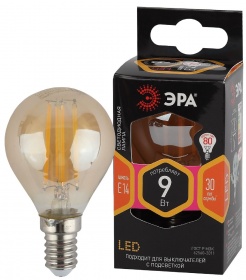 Лампа светодиодная Эра E14 9W 2700K F-LED P45-9W-827-E14 gold Б0047022