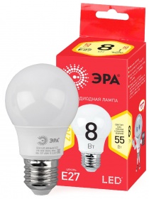 Лампа светодиодная Эра E27 8W 2700K ECO LED A55-8W-827-E27 Б0032095