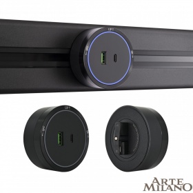 Трековая розетка Arte Milano Am-track-sockets 380066TS LED/USB-Type-C Black