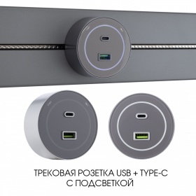 Трековая розетка Arte Milano Am-track-sockets-39 399732TS/USB-Type-C Grey