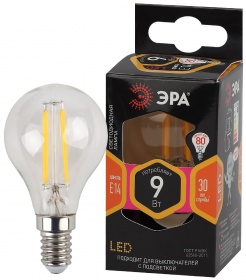 Лампа светодиодная Эра E14 9W 2700K F-LED P45-9w-827-E14 Б0047020